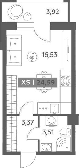 Планировка: Студия 23,4 м² в ЖК «Аквилон РекаПарк»