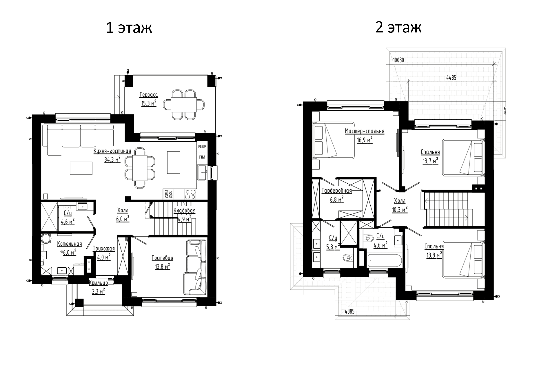 Планировка: Коттедж 147,4 м² в ЖК «Коттеджный поселок Юрьево берег»