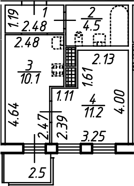 Планировка: 1-комнатная квартира 28,8 м² в ЖК «Аэросити Клаб»