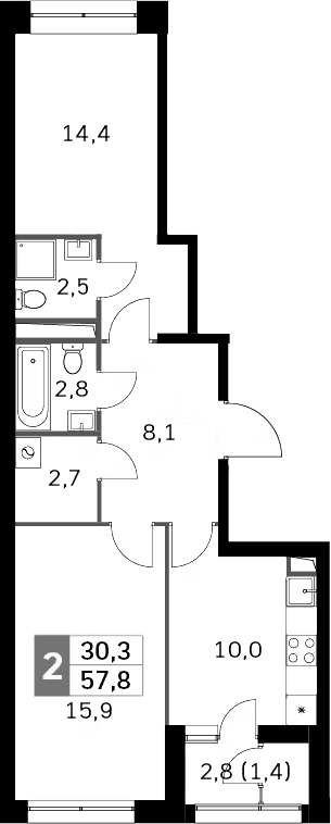 2-комнатная квартира