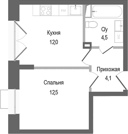 1-комнатная квартира