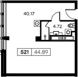 Планировка: Студия 44,9 м² в ЖК «Апарт-отель Заневский»