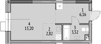 Планировка: Студия 25,7 м² в ЖК «N'ICE LOFT»
