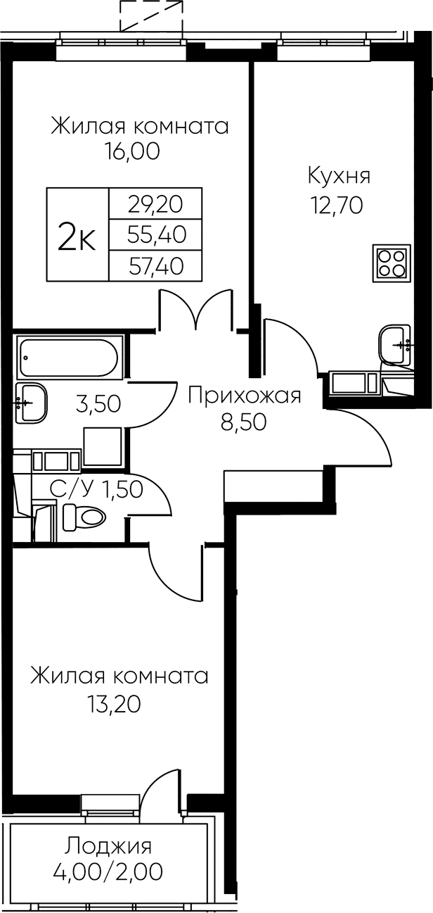 2-комнатная квартира