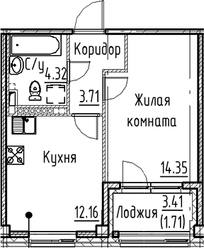 1-комнатная квартира