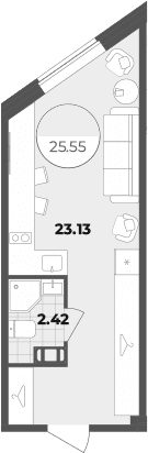 Планировка: Студия 25,6 м² в ЖК «Апарт-отель Лиговский 127»