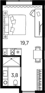 Планировка: Студия 23,4 м² в ЖК «Апарт-отель Авенир Индастриал»