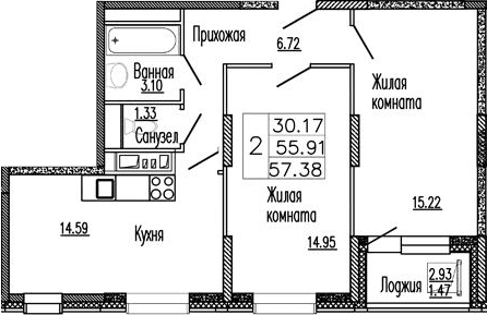 2-комнатная квартира