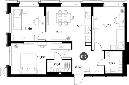 Планировка: Квартира евро-4 71,6 м² в ЖК «ЭВО»