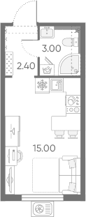 Планировка: Студия 20,4 м² в ЖК «Зеркальный ручей»