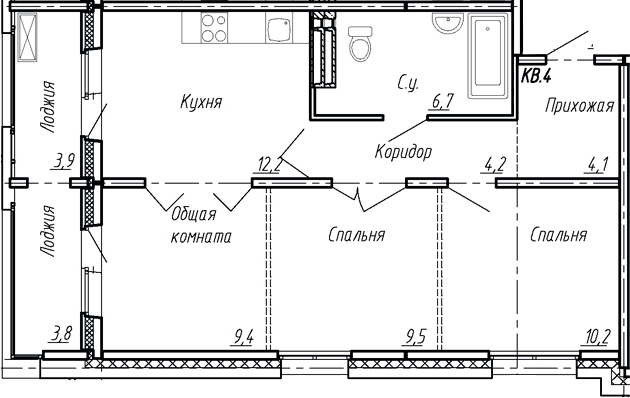 3-комнатная квартира