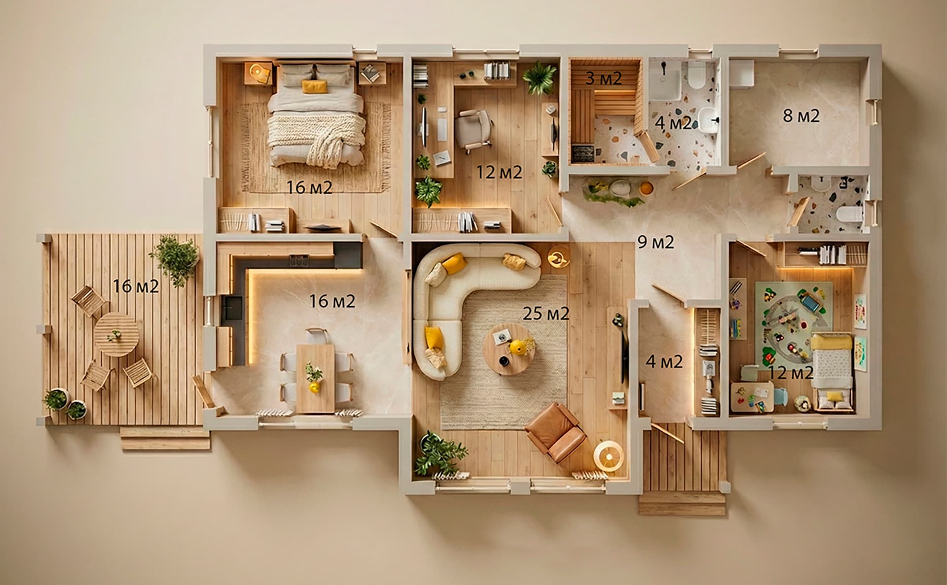 Планировка: Коттедж 105,6 м² в ЖК «Коттеджный поселок Ольгинское»