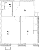 1-комнатная квартира