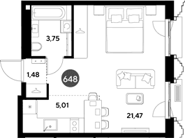 Планировка: Студия 31,7 м² в ЖК «ЭВО»