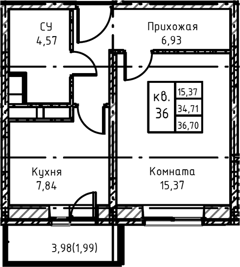 1-комнатная квартира