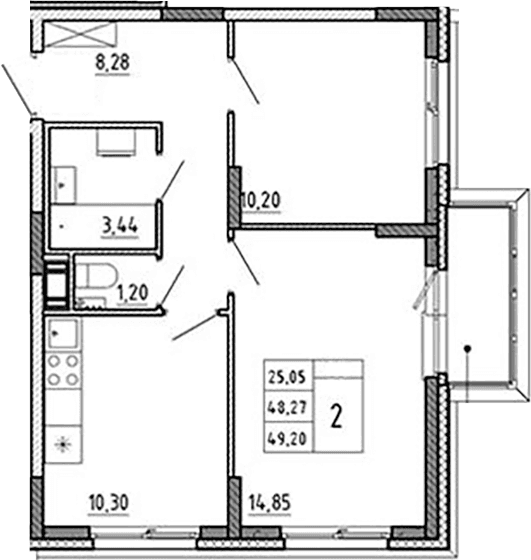 2-комнатная квартира