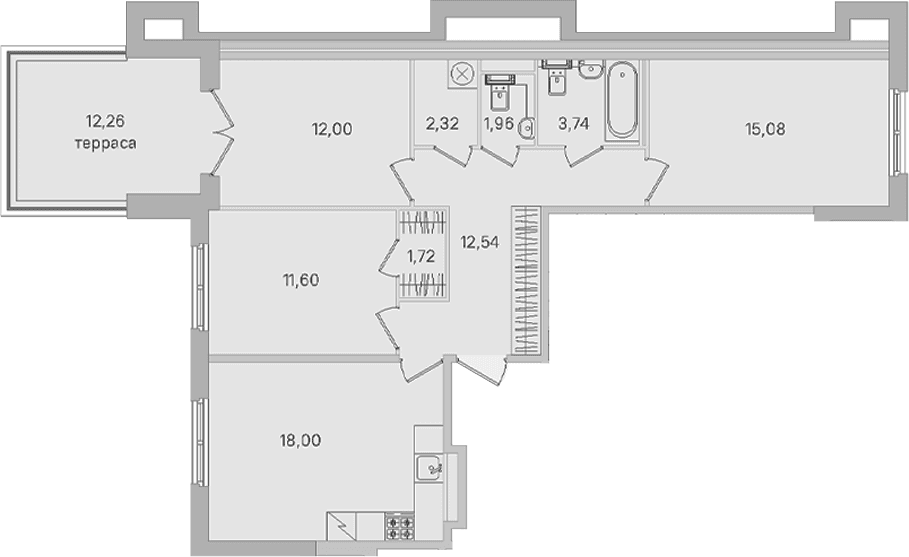Планировка: Квартира евро-4 79 м² в ЖК «Дубровский»