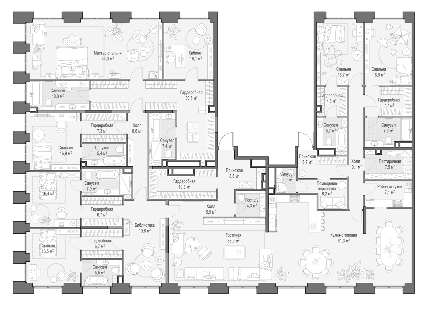 Планировка: Квартира 456 м² в ЖК «Квартал Life Time»