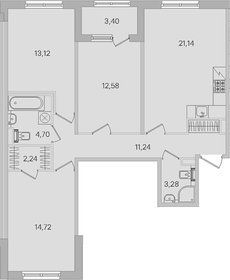 Планировка: Квартира евро-4 83 м² в ЖК «Дубровский»