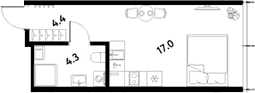 Планировка: Студия 25,7 м² в ЖК «МОСКО»
