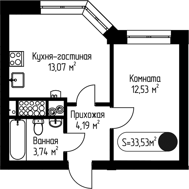 1-комнатная квартира