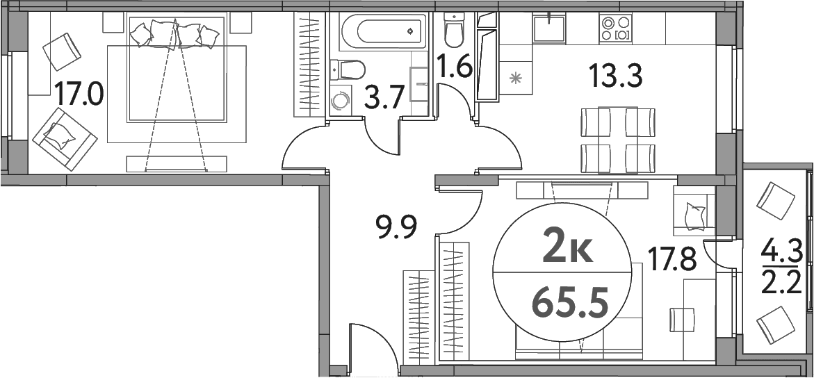 2-комнатная квартира
