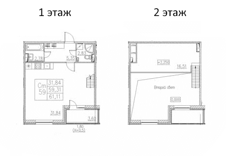 Планировка: Студия 59,3 м² в ЖК «Энфилд»