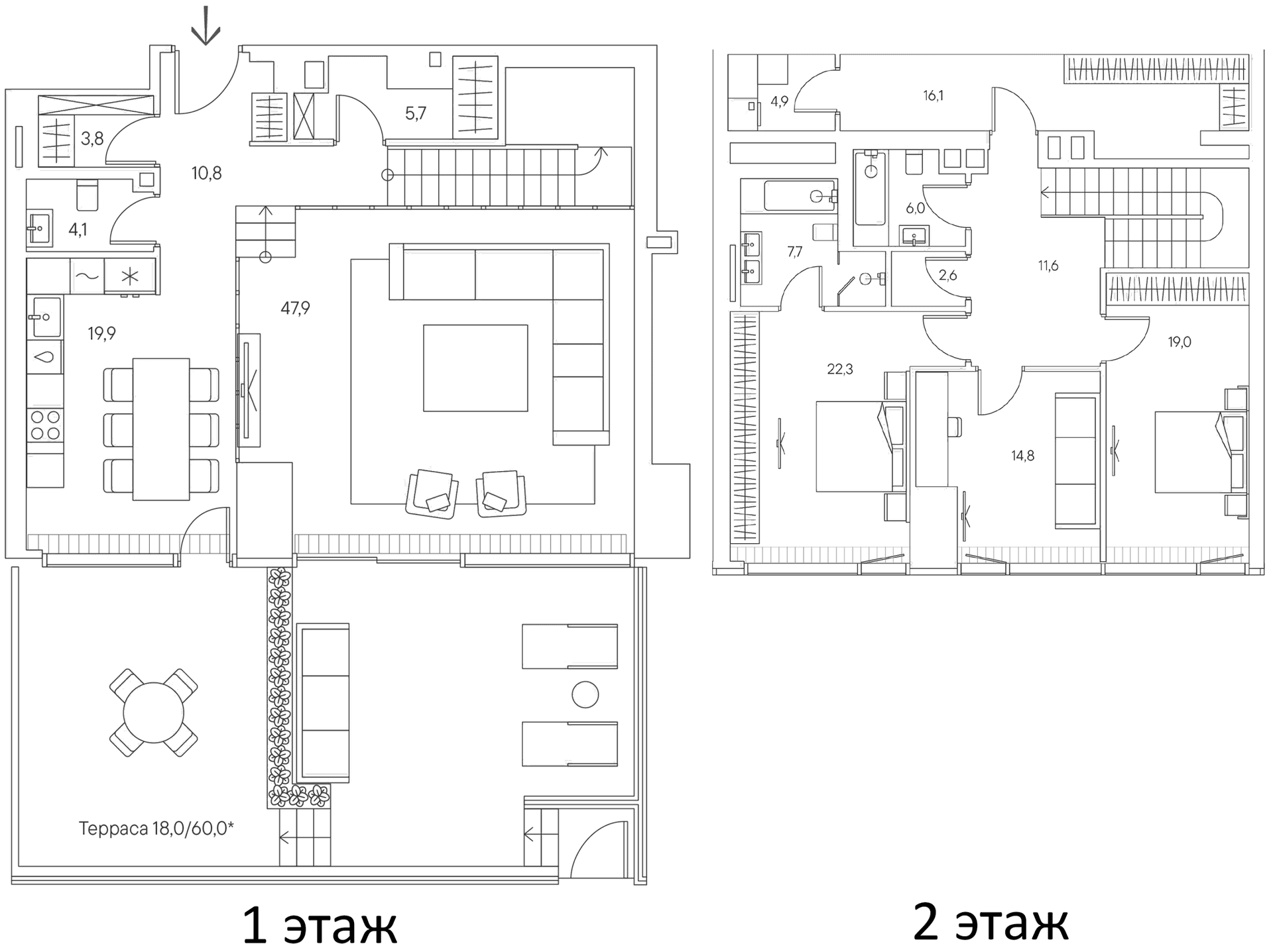 Планировка: Таунхаус 197,2 м² в ЖК «Springs»