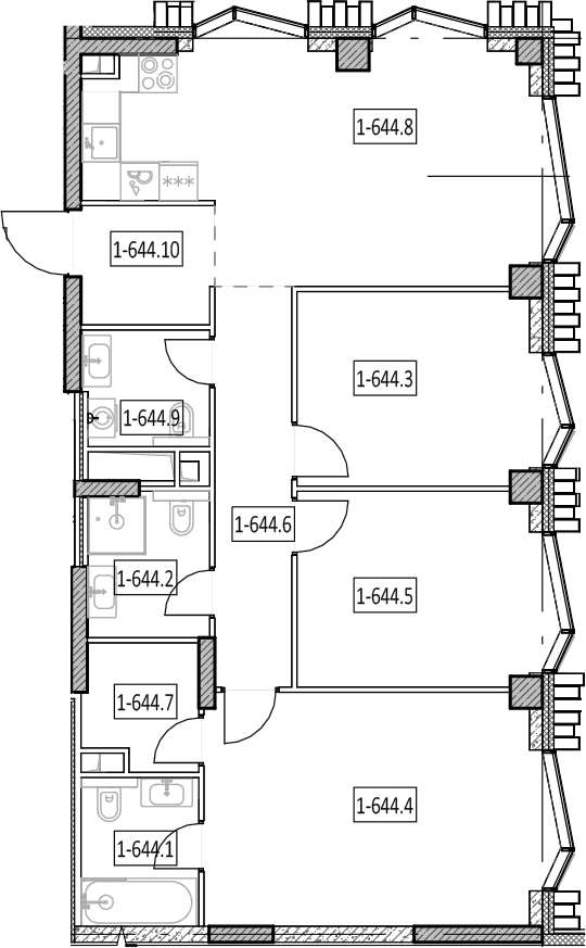 Планировка: Квартира евро-4 93,6 м² в ЖК «Айс Тауэрс»