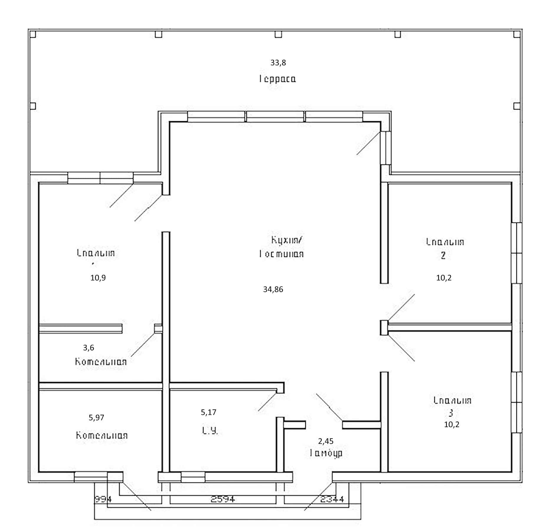 Планировка: Коттедж 83,4 м² в ЖК «Коттеджный поселок Мурава»