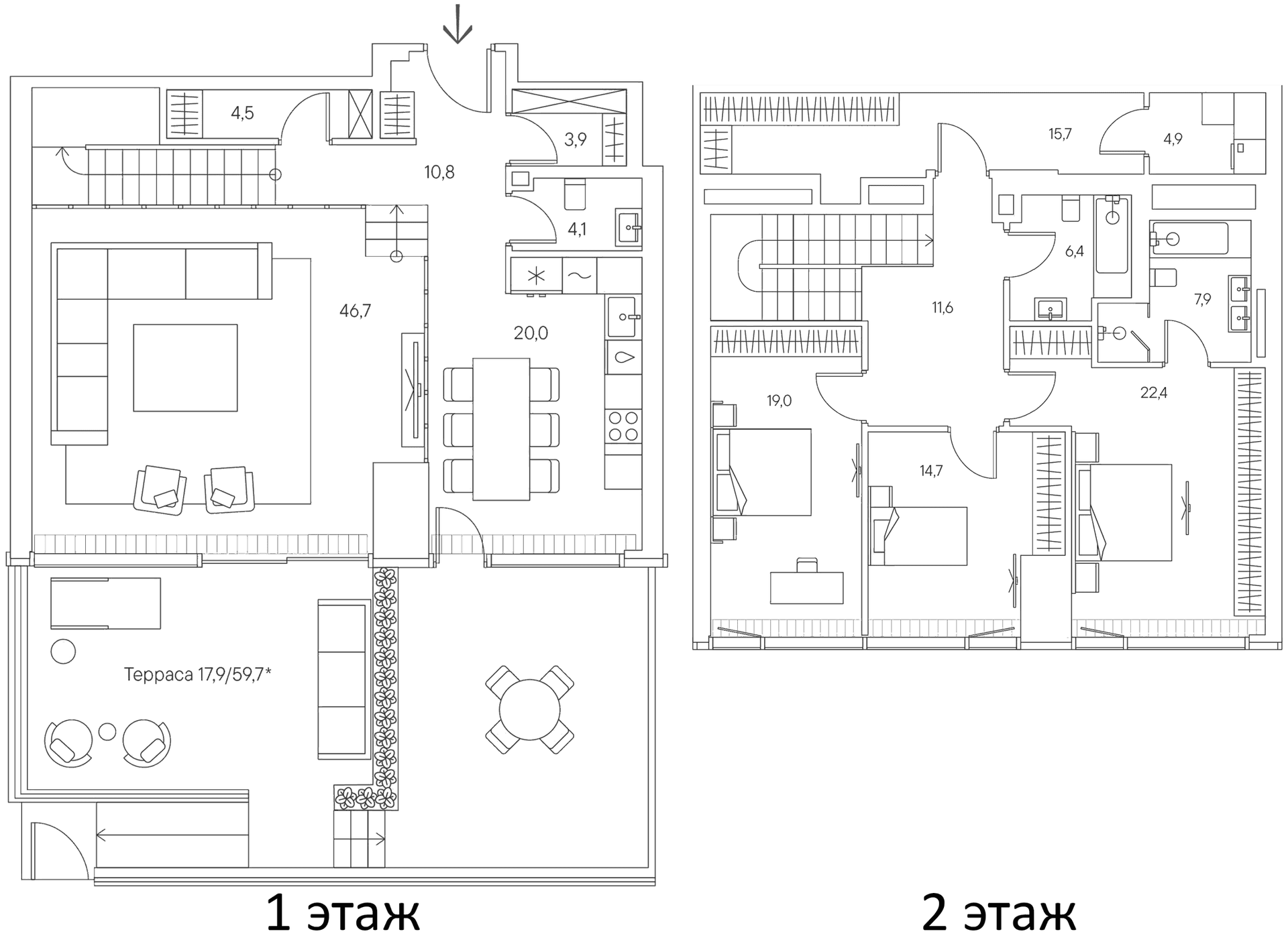 Планировка: Таунхаус 195,2 м² в ЖК «Springs»