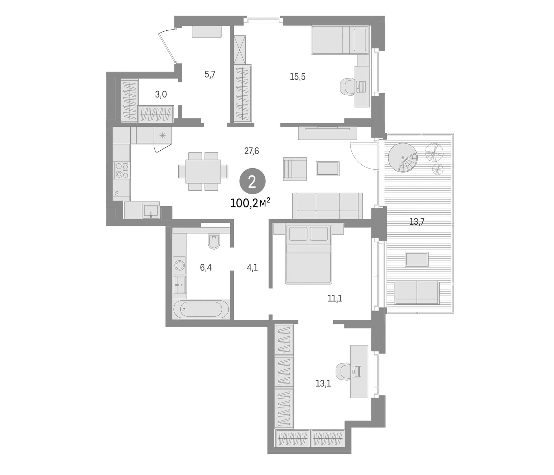 Планировка: Квартира евро-4 86,5 м² в ЖК «Брусника в Новоселье»