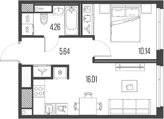 Планировка: Евродвушка 36,1 м² в ЖК «Легенда Васильевского»