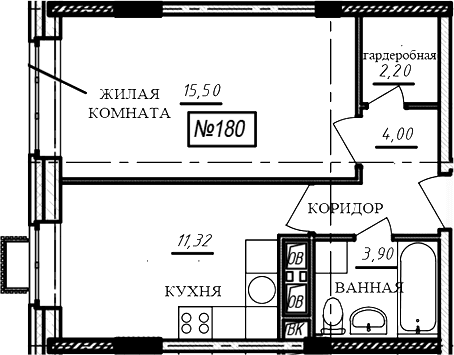 1-комнатная квартира