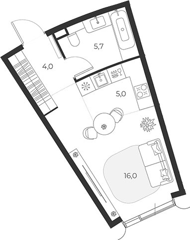 Планировка: Студия 30,4 м² в ЖК «МАСТЕРС»