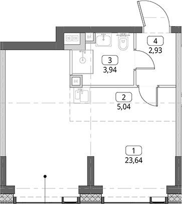 Планировка: Студия 35,6 м² в ЖК «СИТИДЗЕН»