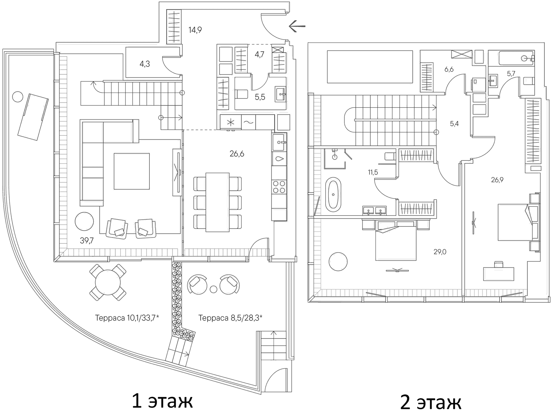 Планировка: Таунхаус 180,8 м² в ЖК «Springs»