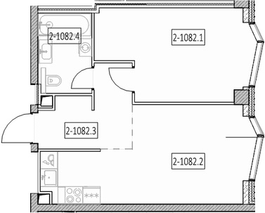 Планировка: Евродвушка 46,2 м² в ЖК «Айс Тауэрс»