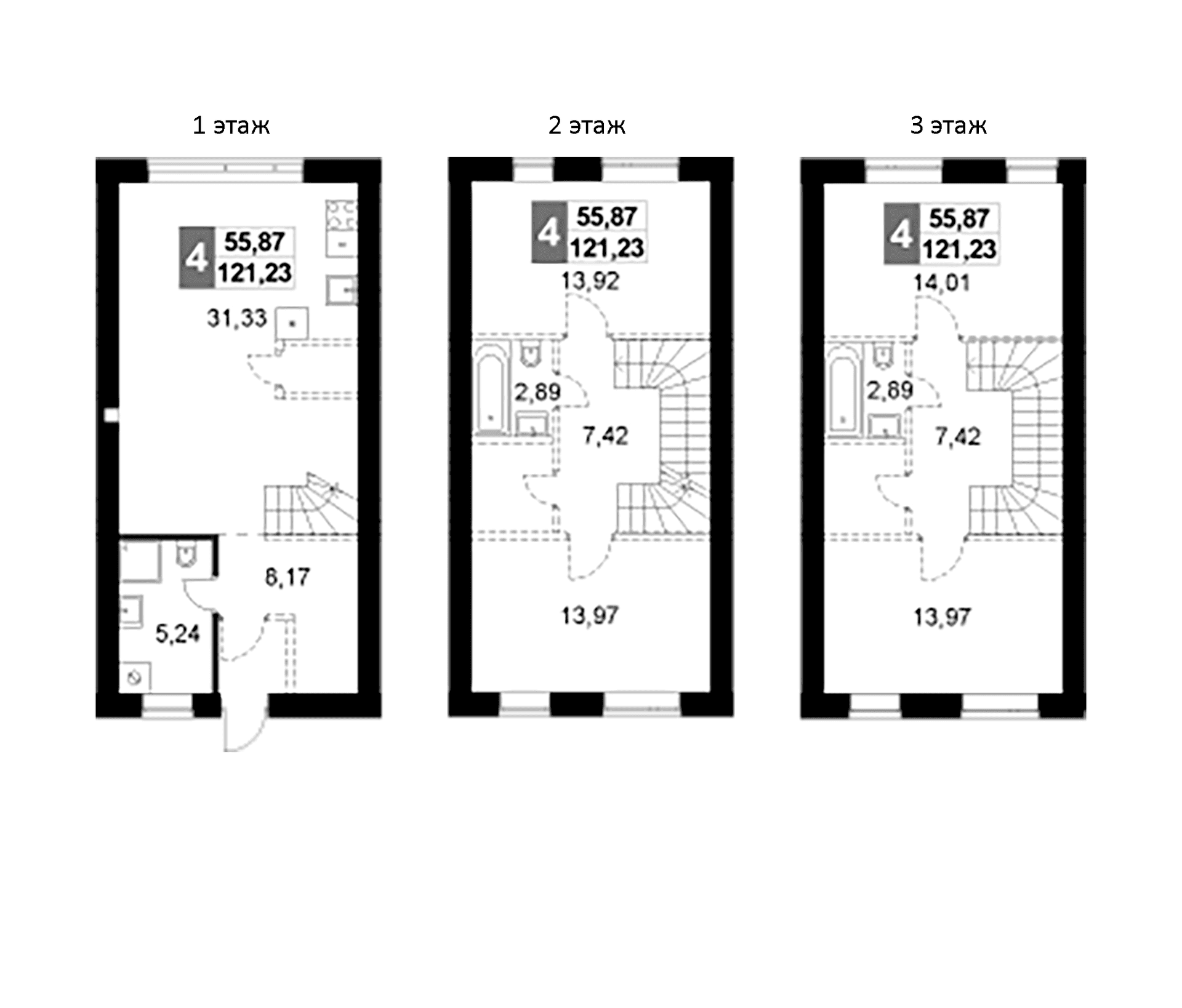 Планировка: Таунхаус 121,2 м² в ЖК «Жаворонки Клаб»