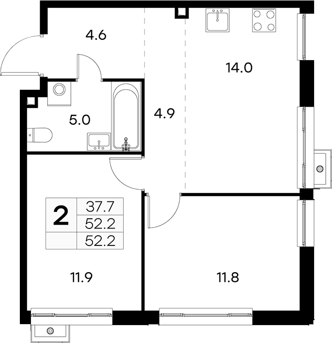2-комнатная квартира