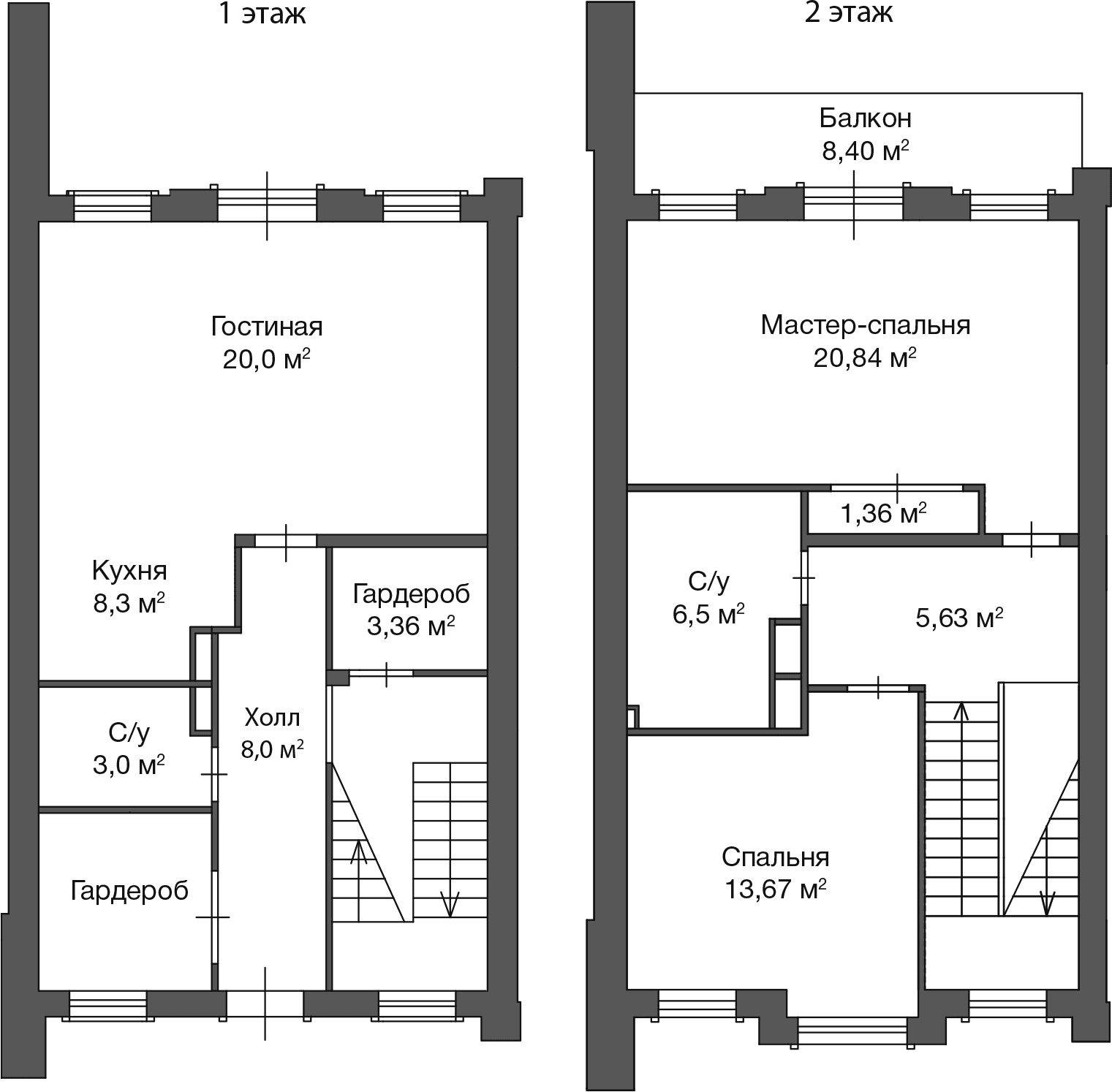 Планировка: Таунхаус 99,5 м² в ЖК «Ново-Никольское»