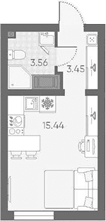 Планировка: Студия 22,5 м² в ЖК «Морская миля»