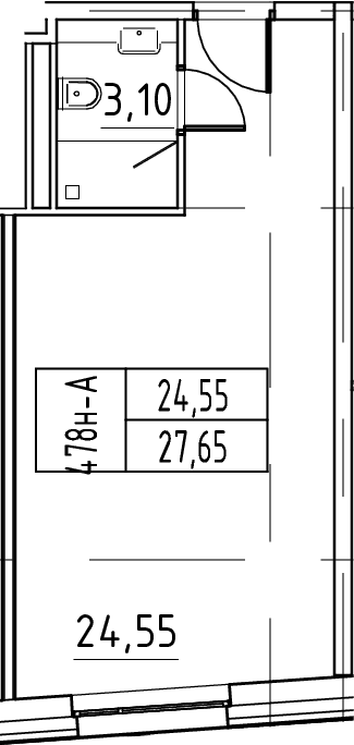 Планировка: Студия 27,7 м² в ЖК «ЙЕС Лидер»