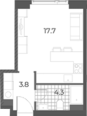 Планировка: Студия 25,8 м² в ЖК «Вейв»