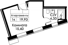 Планировка: Студия 19,9 м² в ЖК «Вольта»