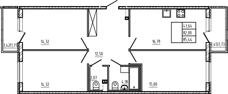 Планировка: Квартира евро-4 82 м² в ЖК «Новая история»