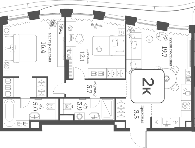 2-комнатная квартира