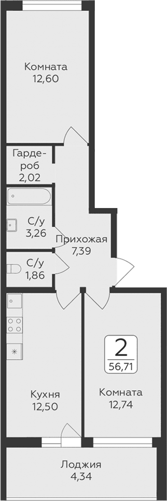 2-комнатная квартира