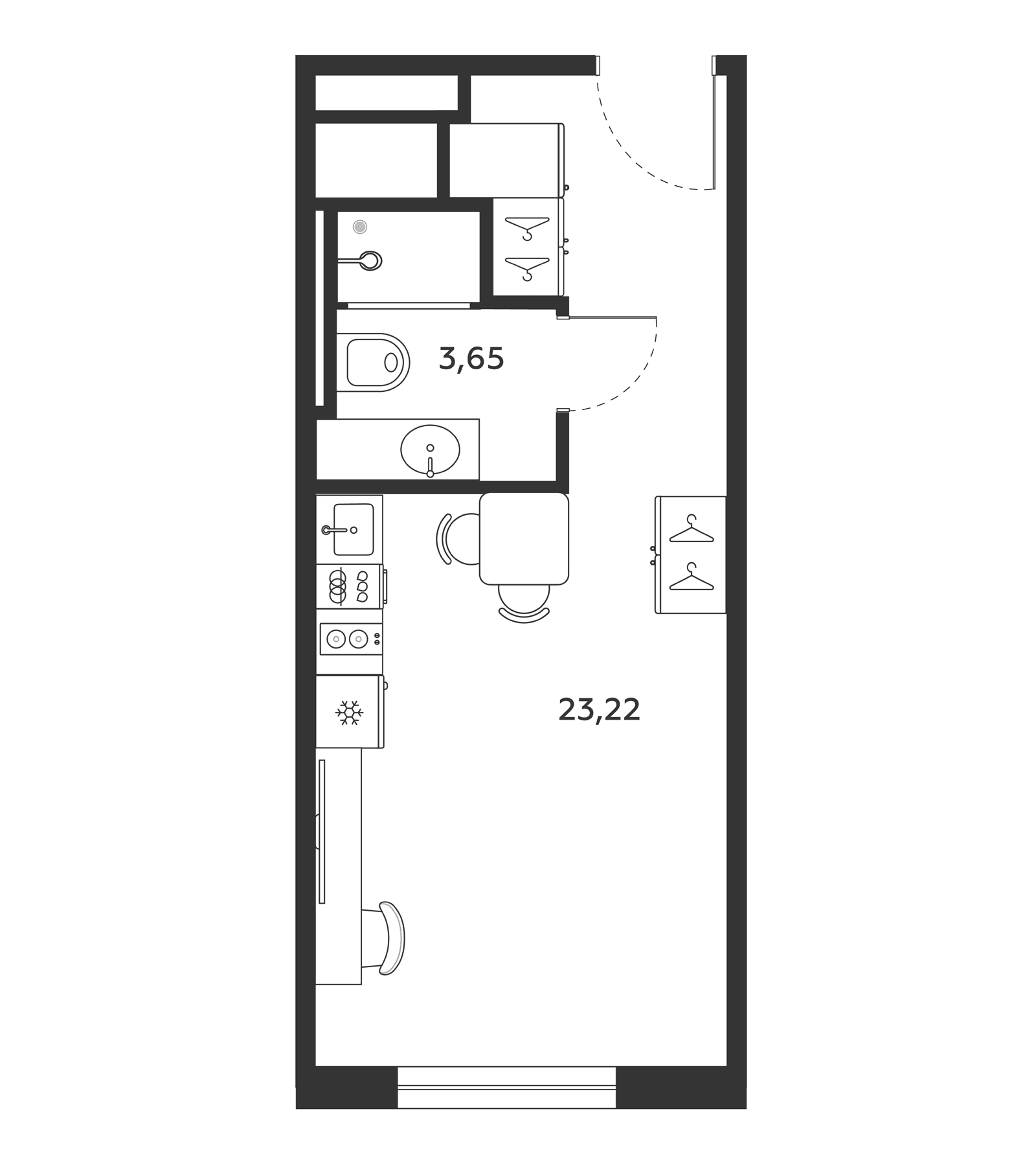 Планировка: Студия 26,9 м² в ЖК «МФК SAAN»