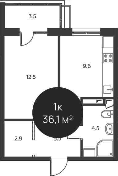 1-комнатная квартира